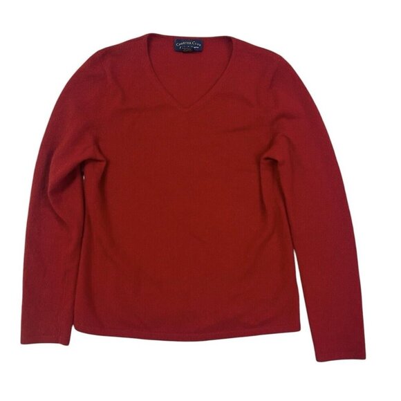 Charter Club Red 2 Ply Cashmere Long Sleeve Pullover Sweater Womens Medium - Picture 1 of 8